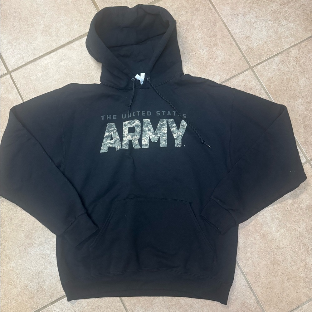 Jerzees Black Hoodie United States Army